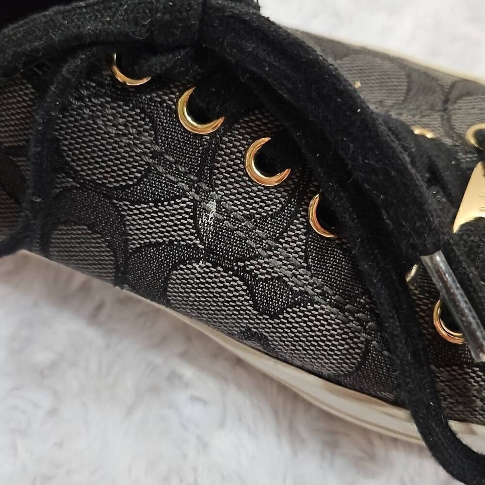 Coach Empire Low Top Signature Logo Sneakers Womens 7.5 Black Gray Canvas Shoes - Picture 5 of 9